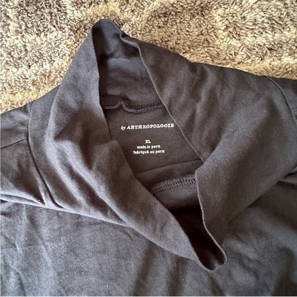 NWT By Anthropologie Turtleneck Long Sleeve Tee Lightweight Black XL - Picture 7 of 8